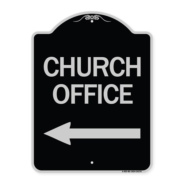 Signmission Designer Series Church Office, Black & Silver Heavy-Gauge Aluminum Sign, 24" x 18", BS-1824-24274 A-DES-BS-1824-24274 - main